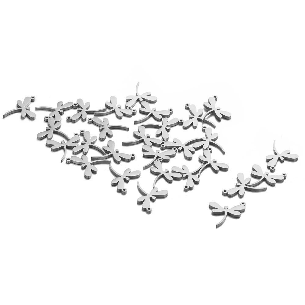 Dragonfly Silver 5 шт. 16x16 мм из нержавеющей стали Золотая Серебряная Бабочка Стрекоза Подвески для ювелирных изделий DIY Изготовление аксессуаров - Окраска металла: Dragonfly Silver