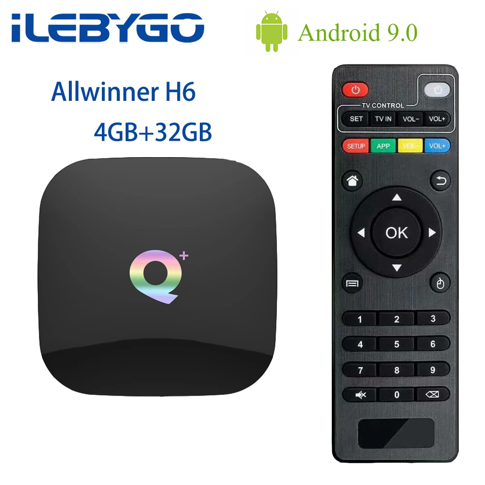 Q Plus Android 9 0 tv Box 4 ГБ ОЗУ 64 Гб ПЗУ Allwinner H6 телеприставка четырехъядерный процессор