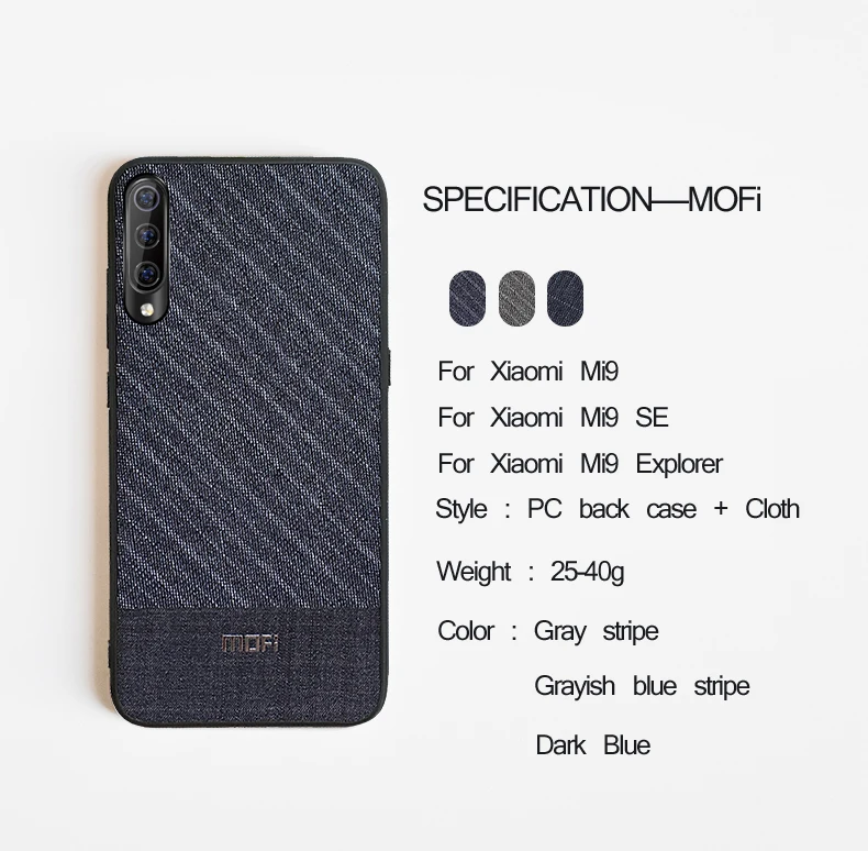 Чехол для Xiaomi mi 9, чехол для Xiaomi mi 9 SE, чехол, ткань, хлопок, mi 9 Explorer, темно-синий, для Xiaomi mi 9, чехол для задней панели