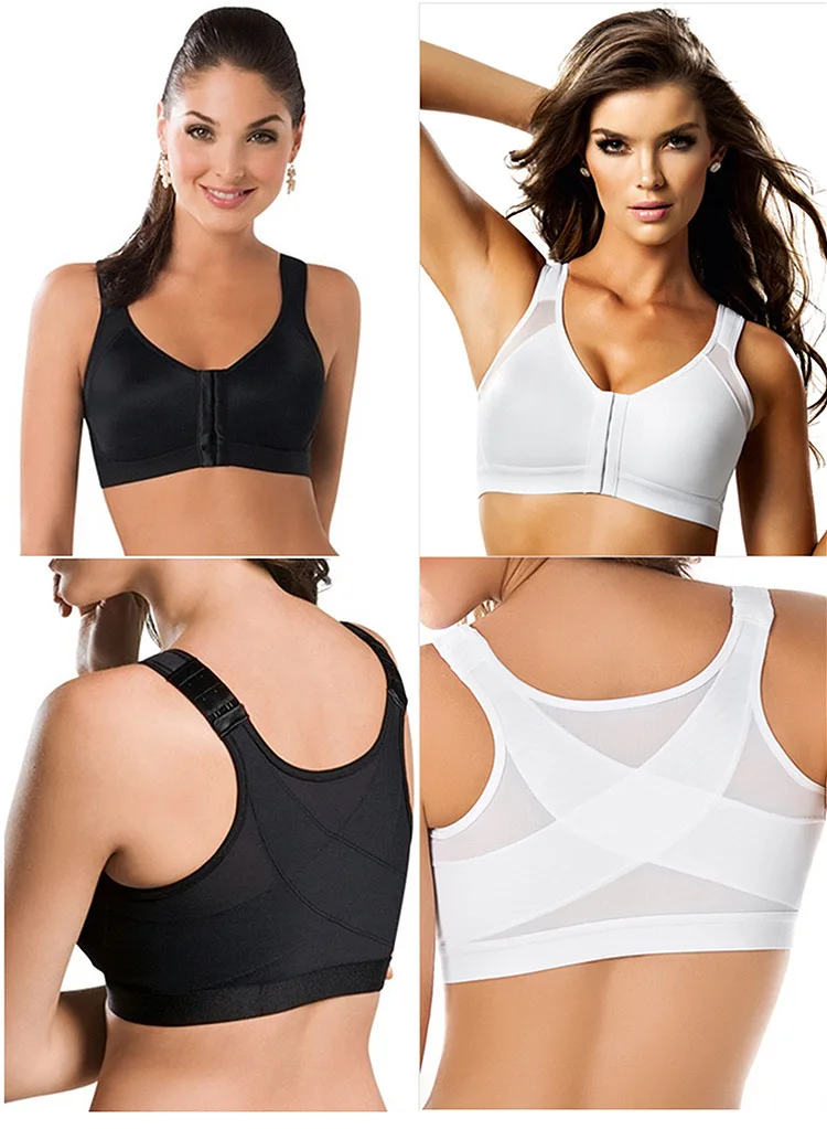 Professional Women Fitness Bra Shockproof Back X-BRA Posture Correct summer breathable Bras Active Wirefree Black Skin Color
