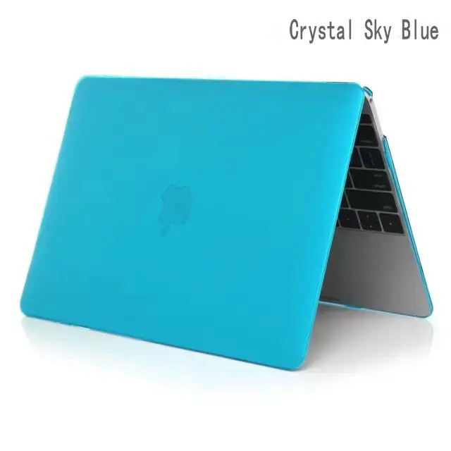 Прорезиненный кристалл/матовый Прочный чехол для ноутбука чехол для Macbook Pro 13 15 retina Air 11 13+ крышка клавиатуры с логотипом - Цвет: crystal sky blue