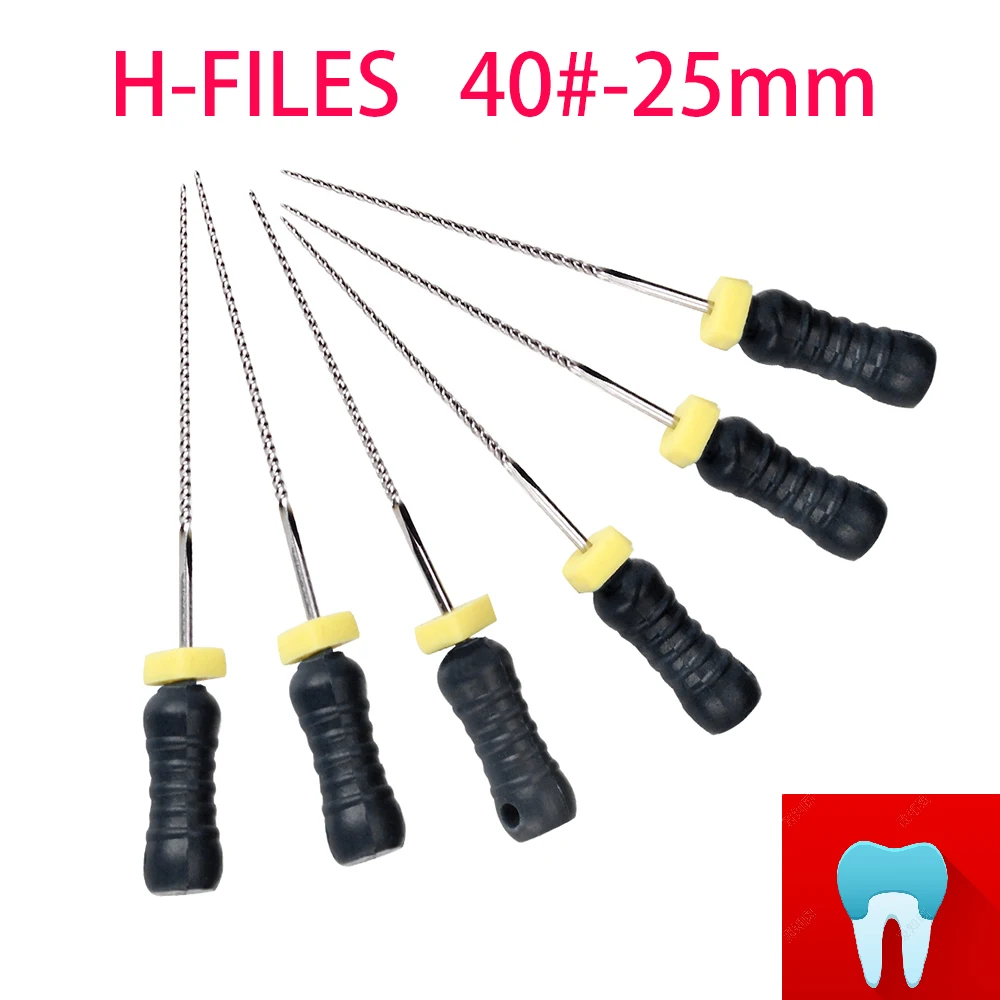 6pcs 40#-25mm Dental Files H Root Canal Dentist Materials Dentistry Instruments Hand Use Stainless Steel H Files