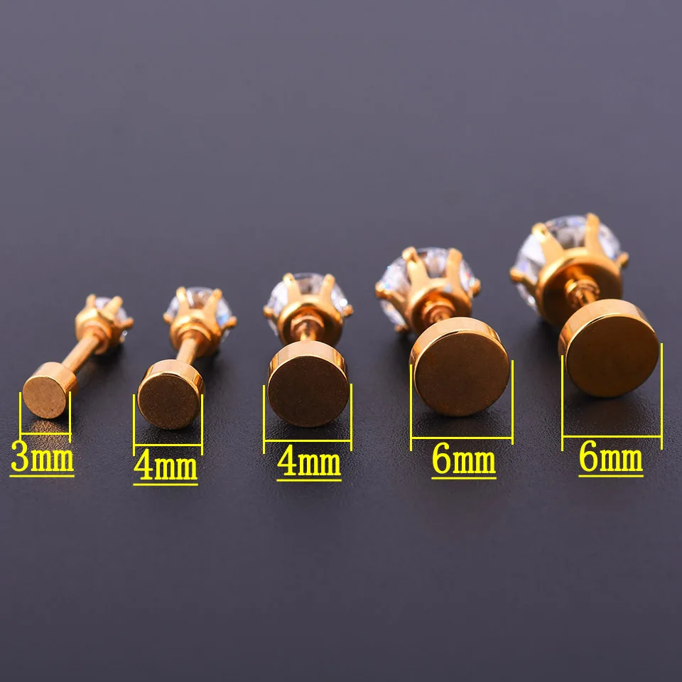 Одна деталь в течении 3 7 мм циркон кристалл пирсинг уха золото серебристый черный