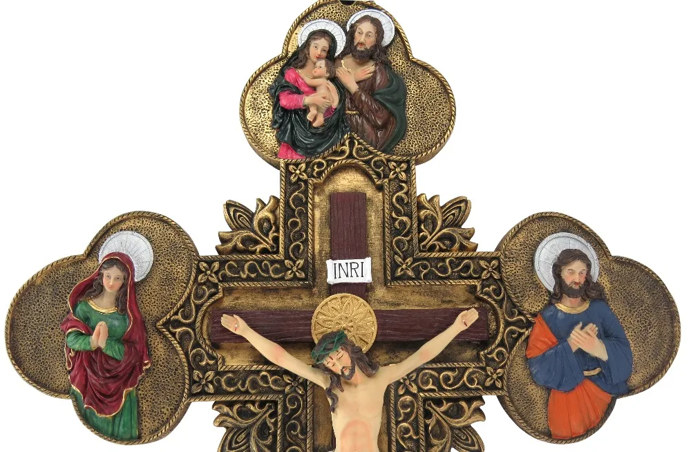 Hankroi 35 дюймов Высота смолы крест Иисус Христос на крест с надписью INRI стены распятие дома Часовня украшения
