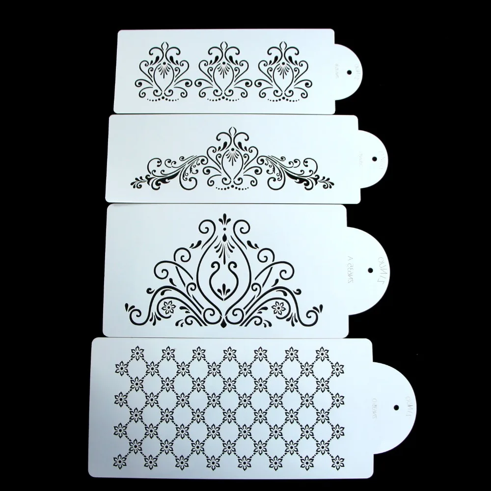 Flower Plantilla Stencil Bakeware 4PCS/SET Baking Fondant Cake Decorating Tools for Cupcake Template Mold Spiral Decoration | Дом и сад
