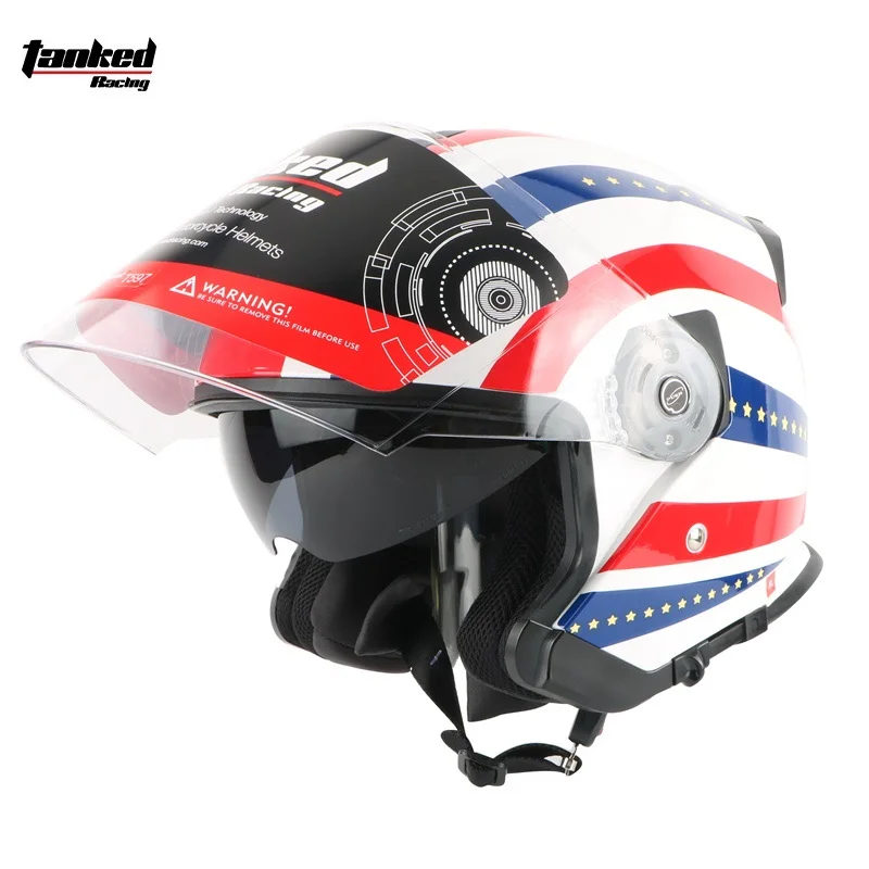 Мотоцикла открытым лицом шлем с двойным стеклом мотоцикл для мотокросса