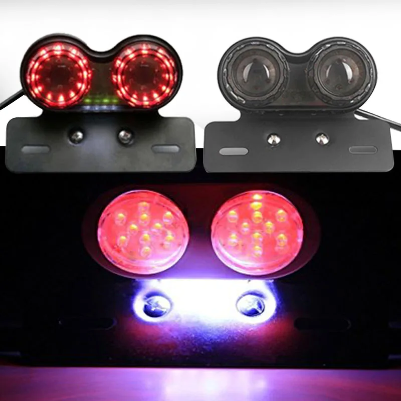 Motorcycle Light Rear Position Lamp License Plate Motor Premium ATV Chopper Stop Turn Signal Smoked Lens DC 12V Plastic |