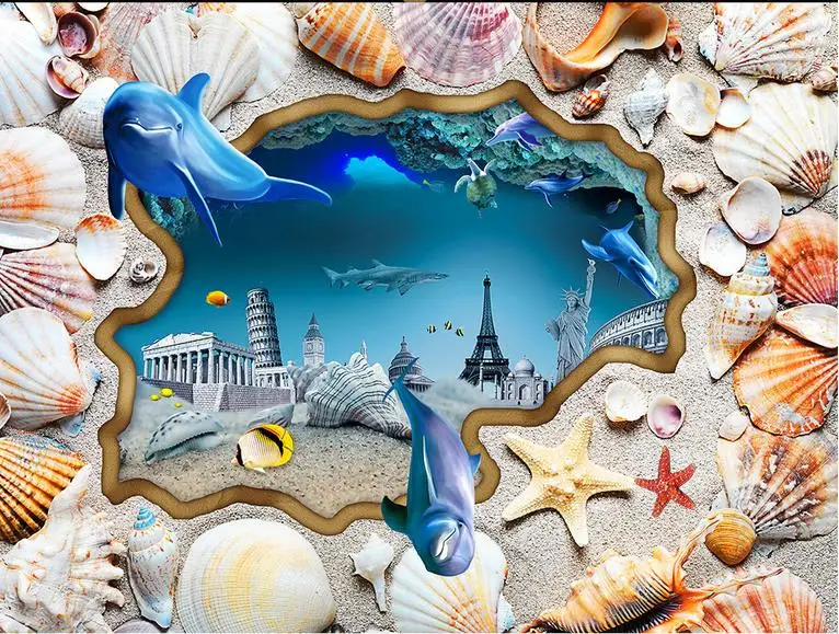 fashion 3d floor luxury wall paper Empty island wood corridor flooring for Shopping mall kitchen mural wallpaper | Обустройство дома