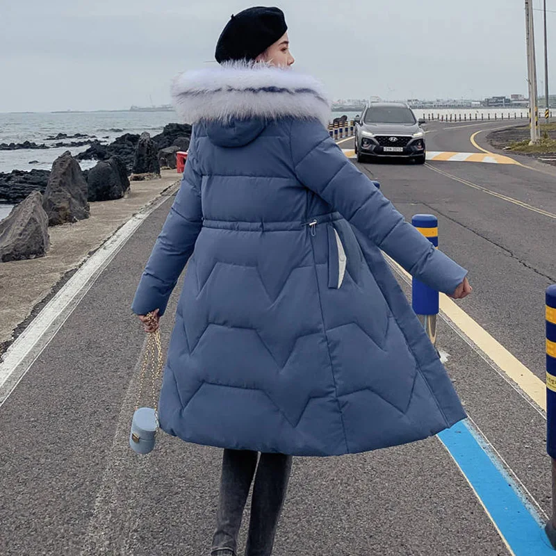 Женский пуховик с хлопковой подкладкой Длинная утепленная куртка верхняя одежда