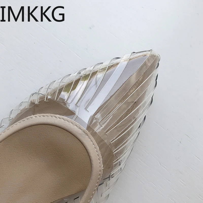 Новые модные женские босоножки; прозрачные женские босоножки из ПВХ на прозрачном каблуке; пикантные Прозрачные Высокие каблуки; Летние босоножки; босоножки без застежки; S80107