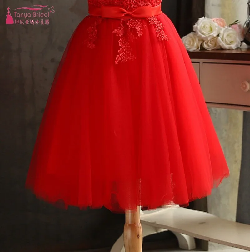 Vestidos de graduacion платье для 8-го класса красное короткое Кружевное с аппликацией