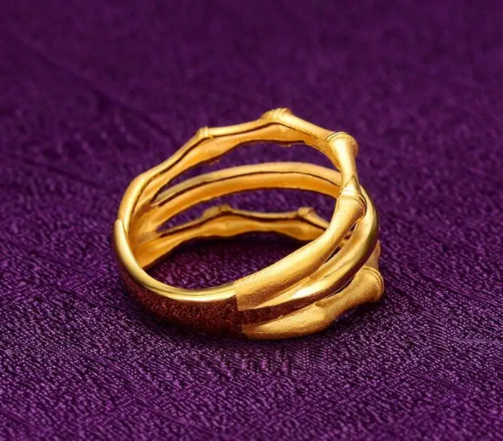 Горячая продажа 999 твердое 24К желтое золото кольцо Lucky Bamboo Band 6 26g|ring ring mp3|ring codering