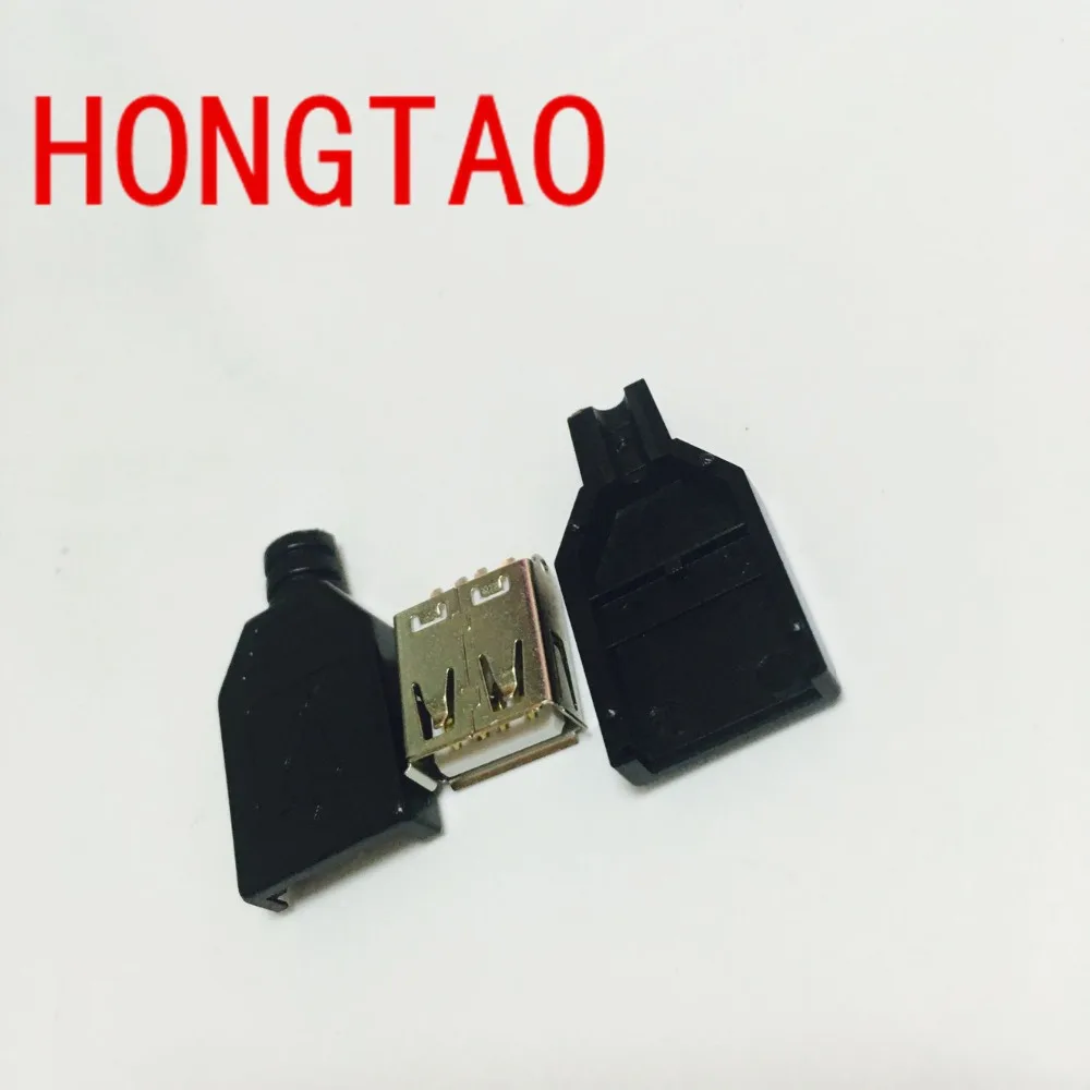 

10 шт. DIY USB 2,0 A гнездовой разъем и пластиковая крышка USB адаптер USB разъем для DIY черный AQJG
