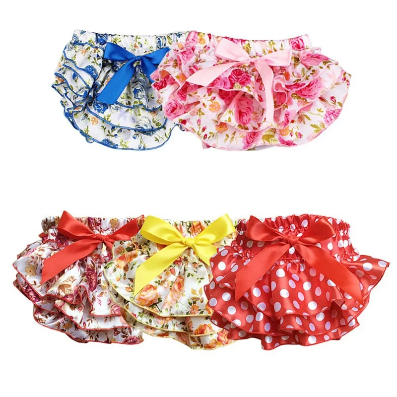 Детская одежда для маленьких девочек шелковые Сатиновые шорты с цветочным