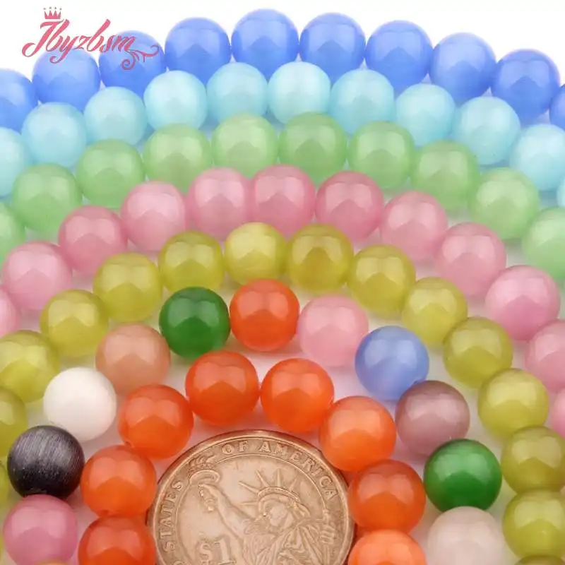 10 мм Гладкие Круглые Бусины с шариком кошачий глаз каменные бусины для