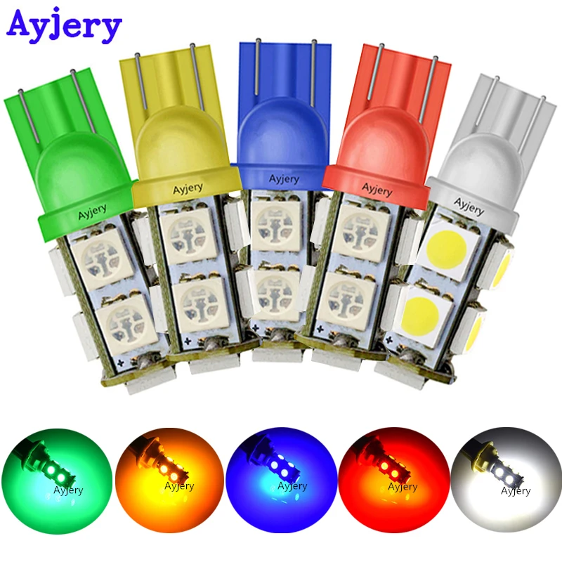 AYJERY 500X Автомобильные светодиодные лампы 12V 194 W5W T10 LED 5050 9 SMD Автомобильный источник