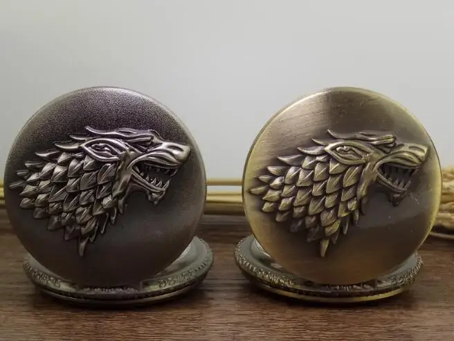 Винтажная Мода Панк Игра престолов карманные часы ожерелье готический фильм дом