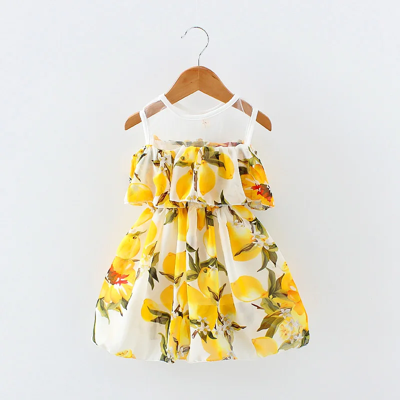Summer Baby Girls Dress Chiffon Dresses For Lemon Floral Party Wedding Kids Clothes Infant Princess Children Clothing | Детская одежда
