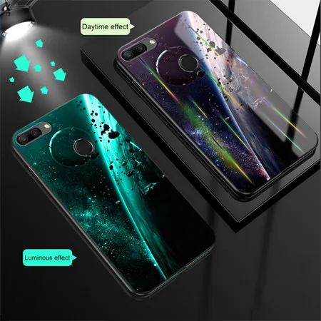 meteor Чехол в виде светящегося стекла для Xiao mi Red mi 6 Pro Note 8 7 5 Pro защитный чехол с закаленным стеклом для Xiao mi Xio mi 6 8 Lite A1 чехол s - Цвет: meteor