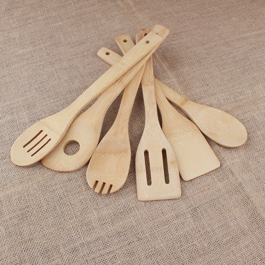 6 шт./компл. бамбуковые кухонные инструменты ложки металлическая кулинарная