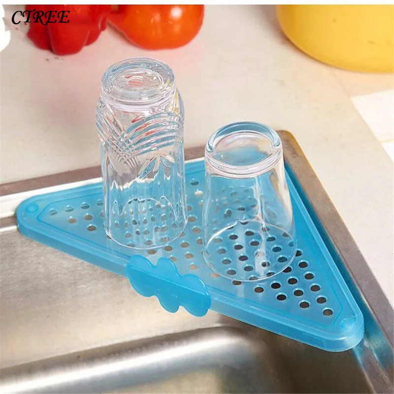 

CTREE Kitchen Tools Tray Non-slip Triangular Sink Corner Strainers Sponge Holder Storage Rack Bathroom Organizer Strainer C593