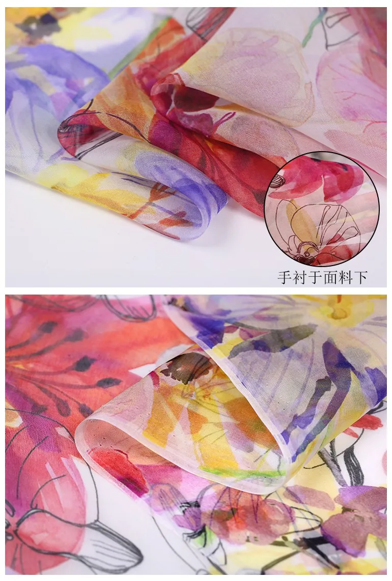 Тонкая и элегантная шелковая шифоновая ткань летняя дышащая Тюлевая для платьев