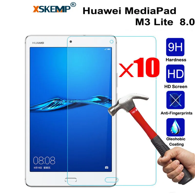 Xskemp 10 шт./лот для 8.0 Huawei MediaPad M3 Lite Ultra Clear Планшеты закаленное Стекло Экран