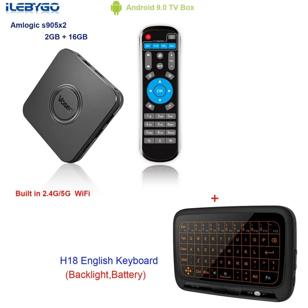 2GB 16GB with H18 Ilebygo Смарт Android 9,0 ТВ-бокс Amlogic s905x2 четырехъядерный набор верхней коробки 2,4G/5G двойной wifi поддержка OTA обновление медиаплеер - Цвет: 2GB 16GB with H18