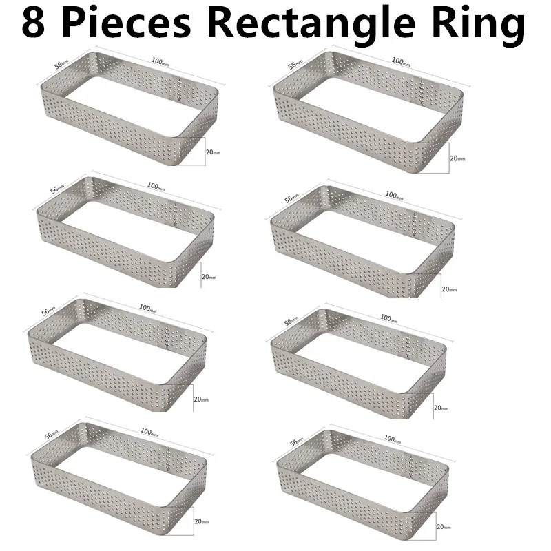 8PCS Rectangle Ring SHENHONG, Новое поступление, Тарт, десертная сковорода, силиконовая форма для выпечки муссов, тартлет, форма для выпечки, инструмент для украшения выпечки - Цвет: 8PCS Rectangle Ring