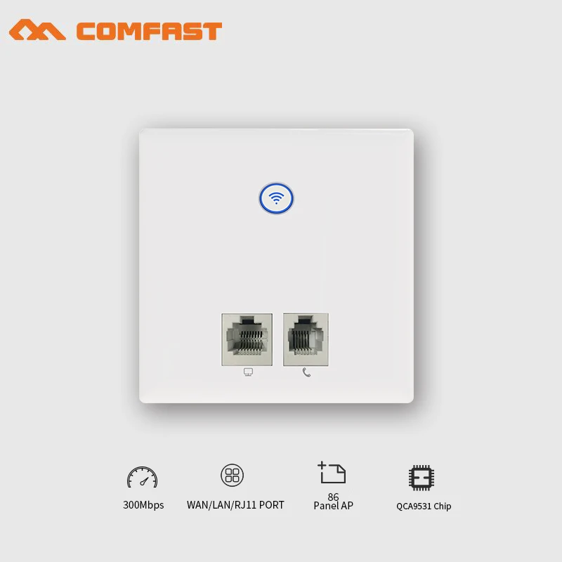 COMFAST 300 Мбит/с в стене беспроводной AP CF E535N Wi Fi маршрутизатор с 2 * RJ45 портом RJ11 порт