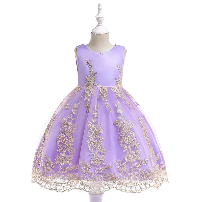 kids dress for girls Princess Wedding Party Dresses Gold Wire Embroidery Kids Ball Gowns Formal Baby Clothes Girl 3-10 Years | Детская
