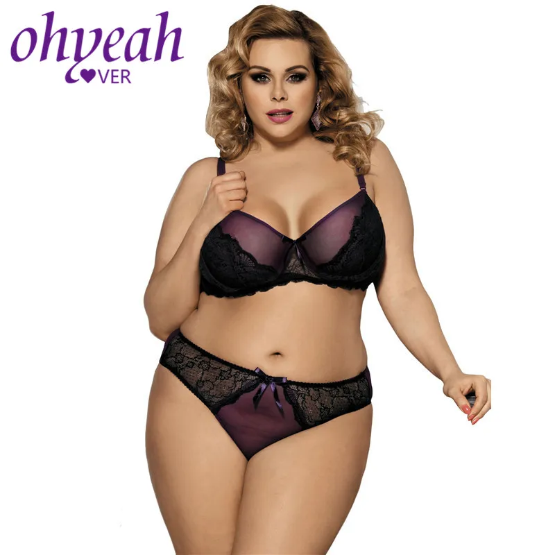 Ohyeahlover размера плюс Feminino Ropa Эротика Para Mujer костюм M XL XXL горячее нижнее белье для женщин RM80273 Мода размера плюс озорной фиолетовый комплект с бюстгальтером