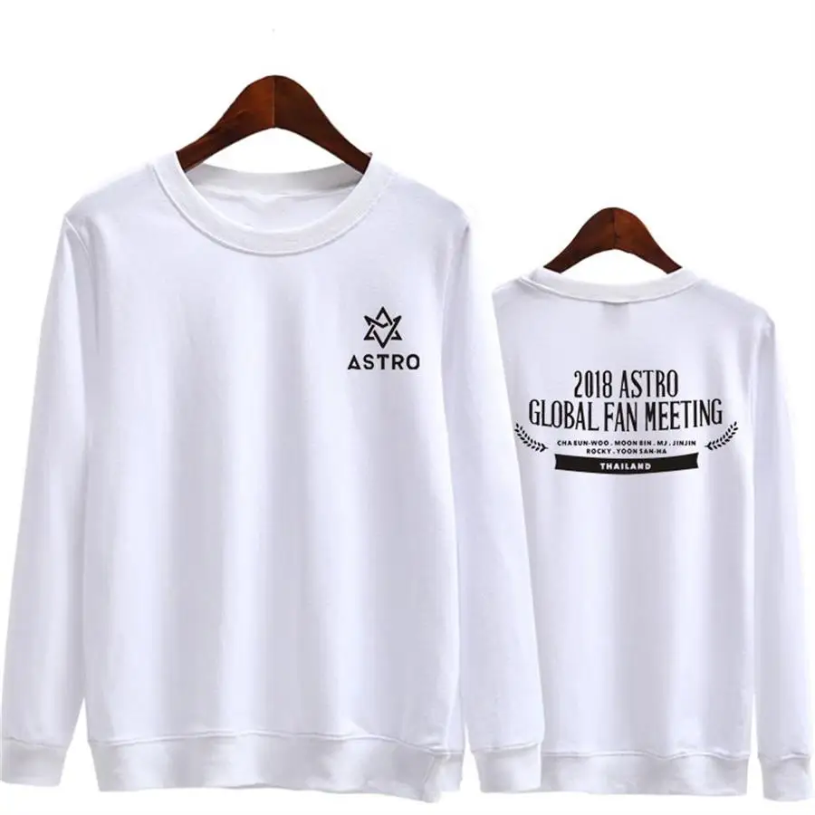 Белый Kpop ASTRO Fan Meeting Hoodie Модный хлопковый Свободный пуловер толстовка рубашка унисекс - Цвет: Белый