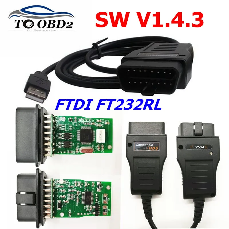 HDS usb кабель OBD2 Диагностический для HONDA SW V1.4.3 Honda FTDI FT232RL чип Авто USB кабель|Кабели и