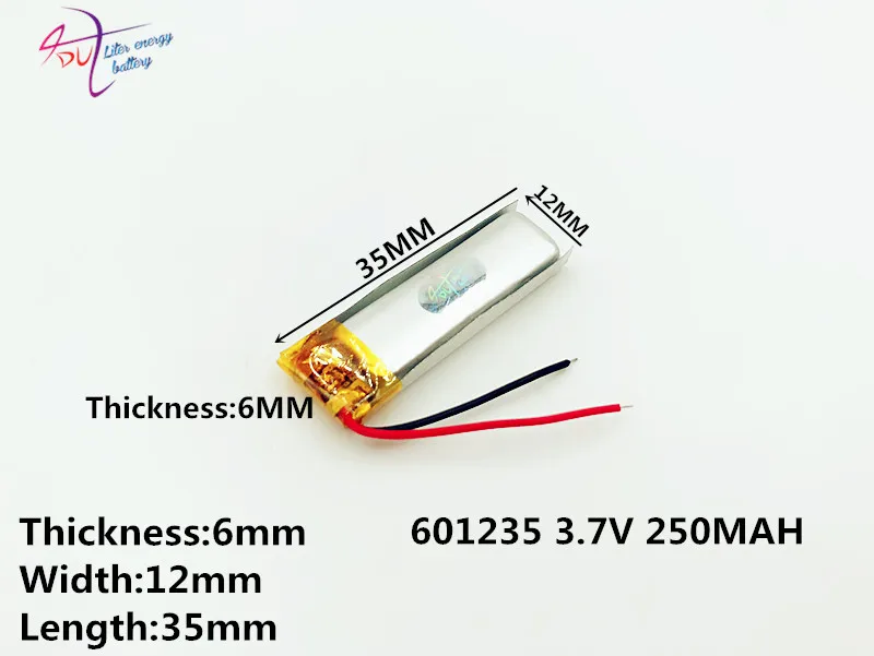 Литий-ионный аккумулятор для Mp3 MP4 MP5 GPS vedio bluetooth 10 шт. 3 7 В 250 мАч 601235 | Электроника