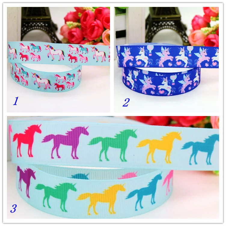 

7/8'' Free Shipping Unicorn Printed Grosgrain Ribbon Material Headwear Party Decoration Diy Sewing Craft 22mm P5989