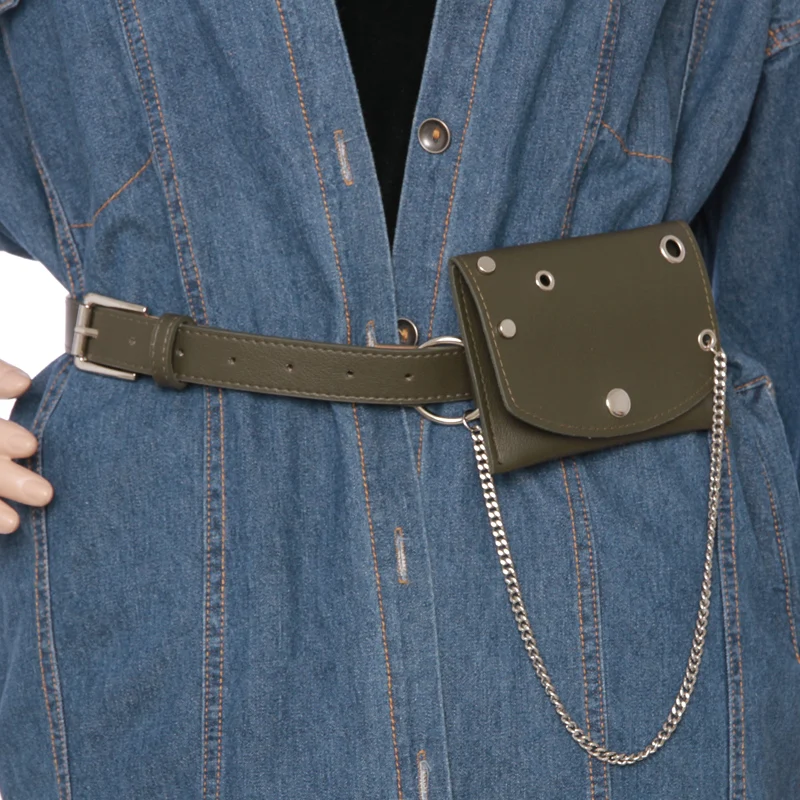 Модный женский поясной ремень на цепочке с заклепками кошелек сумка забавная