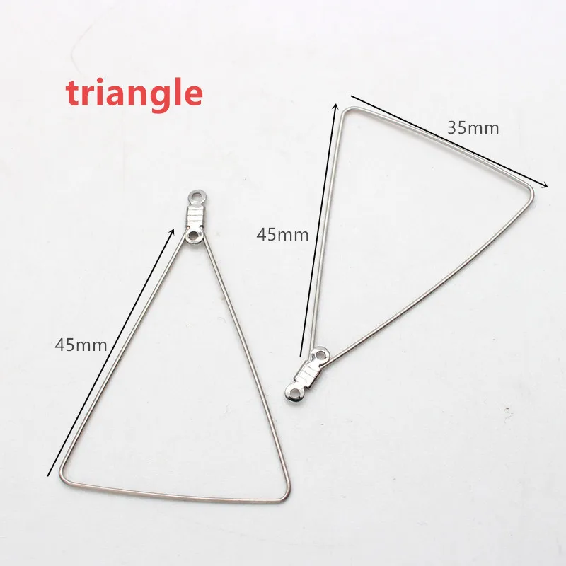 10pcs Stainless Steel Ear Wire Earring Hooks Hoop Connector Diy Earrings Accessories Dangle Charms Jewelry Making - Цвет: triangle