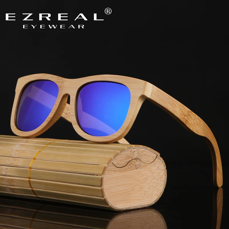 

EZREAL TOP Brand Designer men wood Sunglasses New Polarized Blue Skateboard Wood sunGlasses Original Box Retro Vintage Eyewear