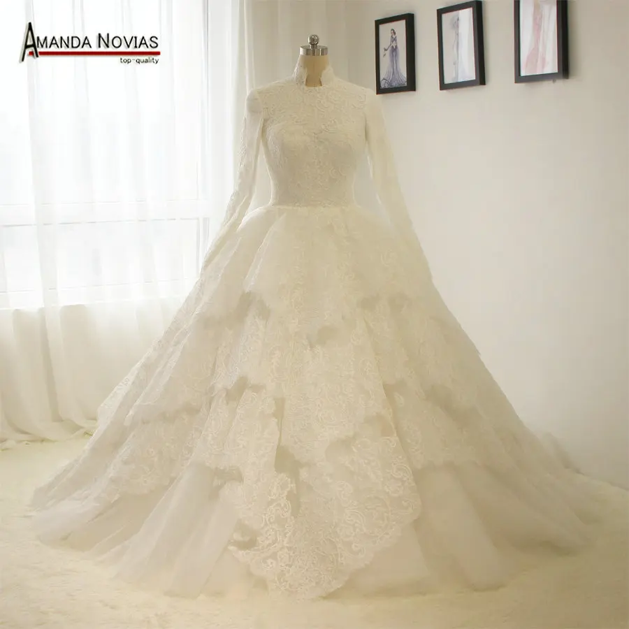 Арабское мусульманское свадебное платье с аппликацией длинным рукавом для