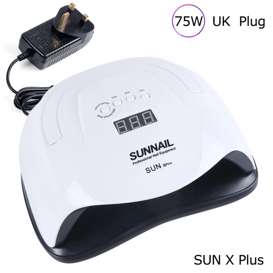 SUN XPlus UK Plug 75 Вт Сушилка для ногтей УФ светодиодная лампа набор таймер с функцией памяти отверждающая машина для всех типов гель ЖК-дисплей лак для ногтей маникюр TRSUN X2plus - Цвет: SUN XPlus UK Plug