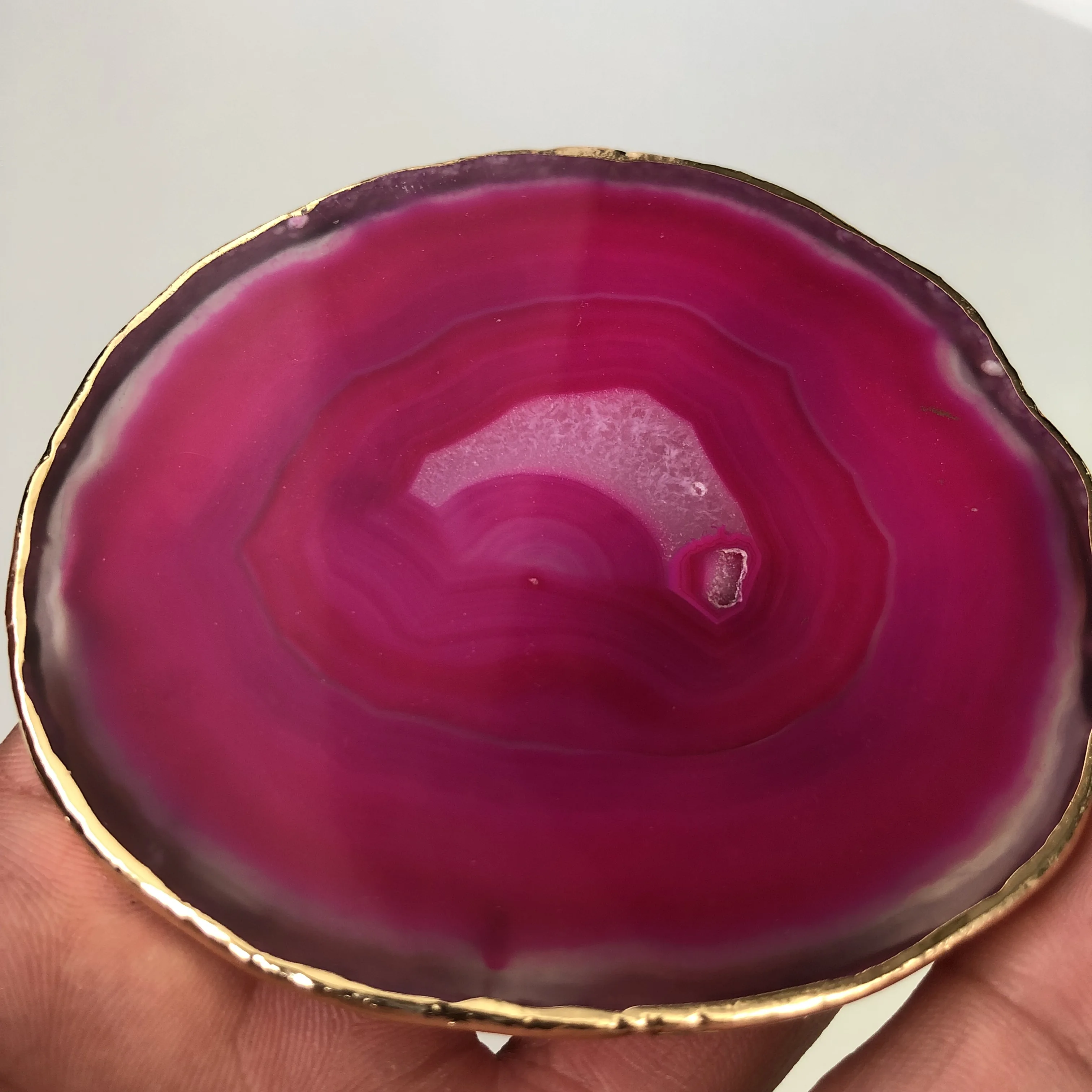 90-95mm red crystal agate plate Geode slice crystal mineral coasters heal images - 6