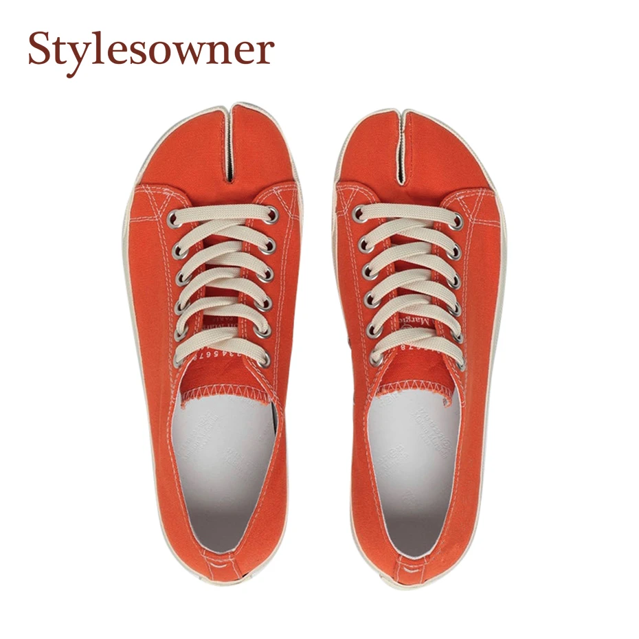Женская парусиновая обувь Stylesowner оранжевая повседневная на плоской подошве со