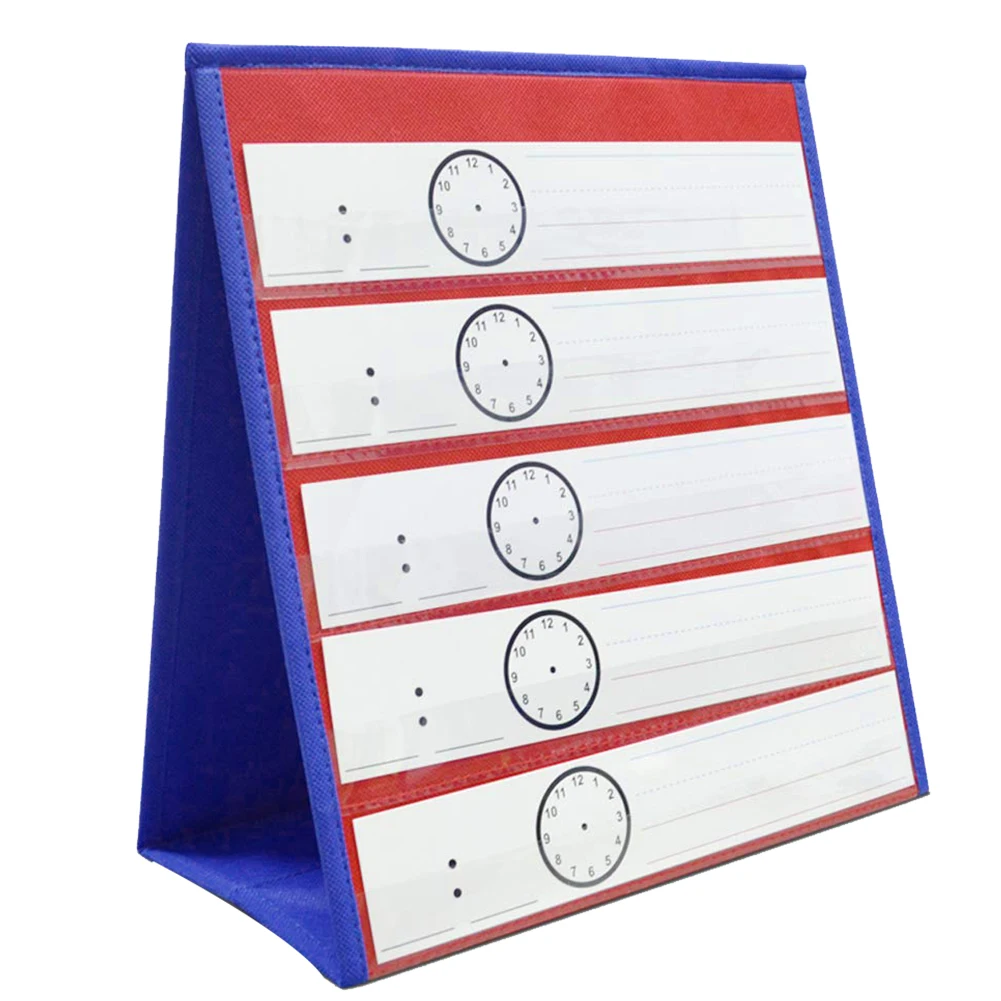 Self Standing Study Kindergarten Funny Double Sided Folding Portable Classroom Home 5 Slots Student Number Display Pocket Chart |