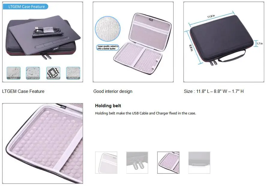 Жесткий чехол LTGEM EVA для беспроводного графического планшета Wacom Intuos, размер 10," x 7,8"(CTL6100