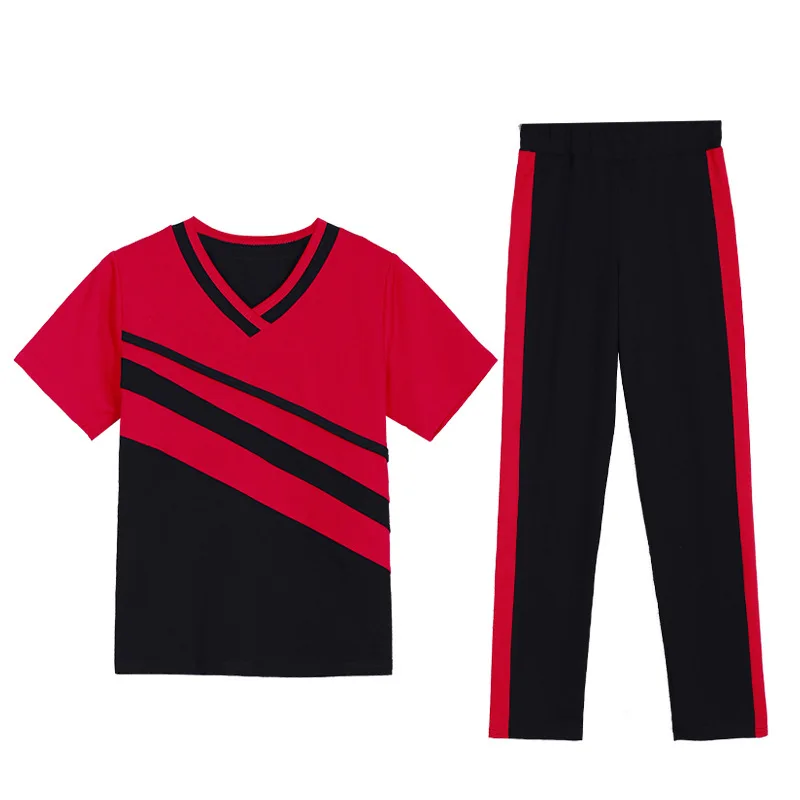 Rlyaeiz Korean 2019 Summer Fashion 2 Piece Set Women Tracksuit Casual Striped Color Patchwork T shirt + Pants Sporting Wear 4XL | Женская