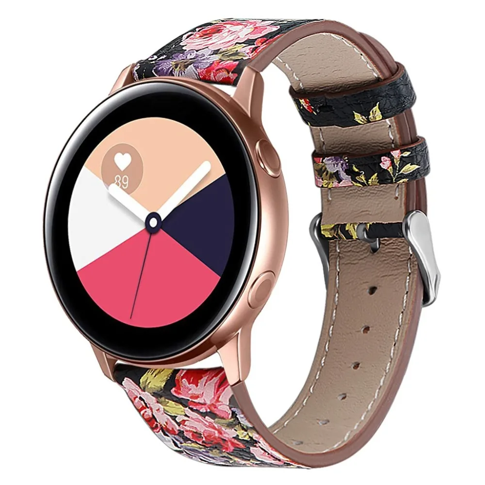 Роскошный ремешок для часов Ремешок для samsung Galaxy Watch Active 20 мм кожаный ремешок сменный ремешок с принтом ремешок для браслета