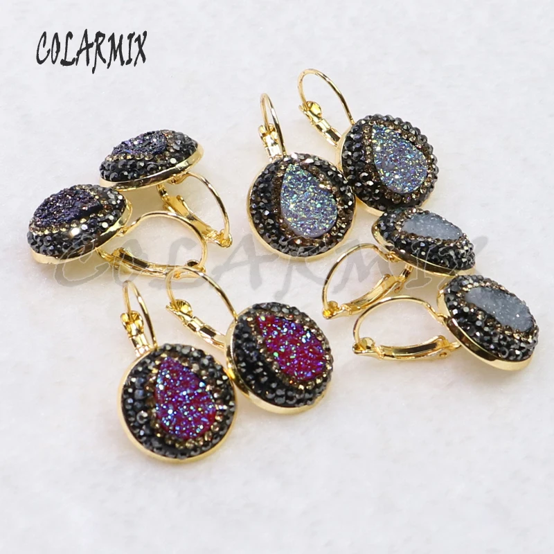 10 пар druzy серьги крюк серьги в форме капли имитация druzy опт ювелирные изделия драгоценные камни ювелирные изделия для женщин 7017
