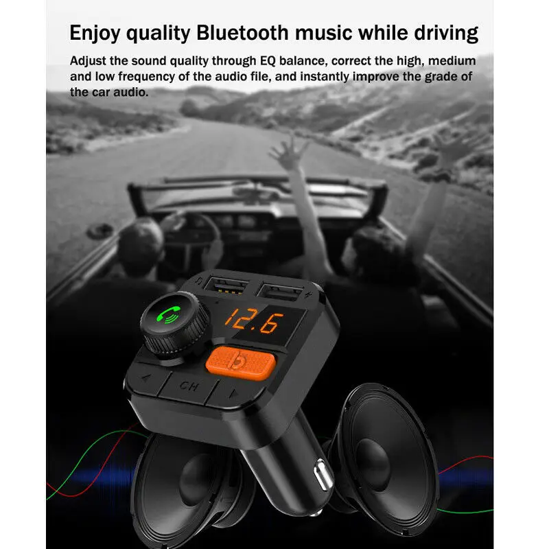 FM-трансмиттер беспроводное зарядное устройство Bluetooth 5 0 автомобильное USB адаптер
