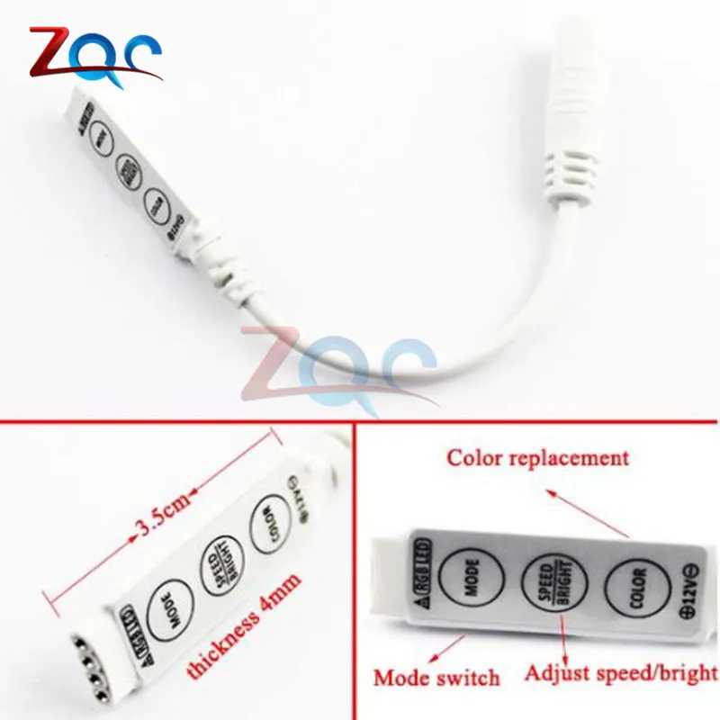 3-кнопочный регулятор света яркости Усилитель RGB 5050 3528 5630 5730 Светодиодная лента 12